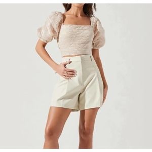 NWT ASTR Vegan Leather Pleated Shorts